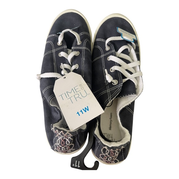 WIDE WIDTH BLUE Time and Tru Women's Scrunch Back Slip-On Sneaker Size Various - Picture 6 of 9